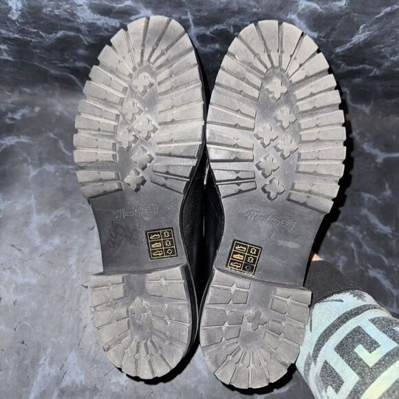 Madewell The Bradley Lugsole Loafer Shoe Black Leather Platform Women Size 9 - Picture 8 of 9